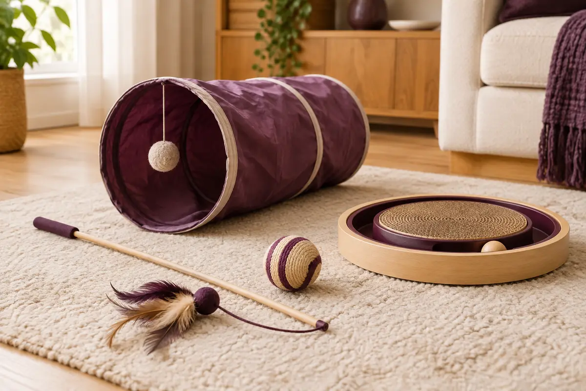 Balle, canne à pêche, tunnel et jouet interactif pour chat