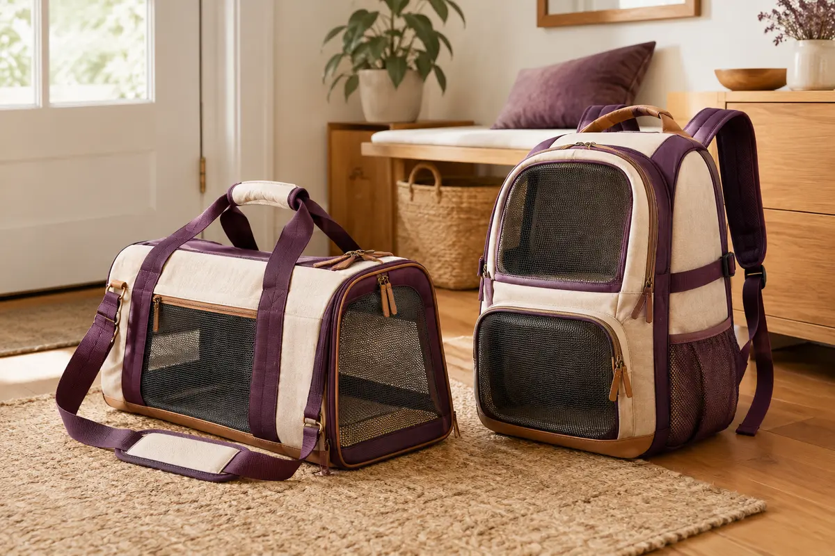 Sac de transport et sac à dos pour chat avec ouvertures en filet