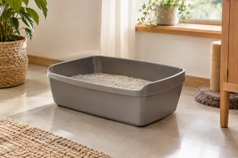 Bac à litière Arquivet Hydra en plastique avec rebord relevé, posé dans un intérieur lumineux.